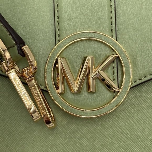 Michael Kors Carmen Medium Leather Convertible Shoulder Bag Crossbody Light Sage - Picture 4 of 16